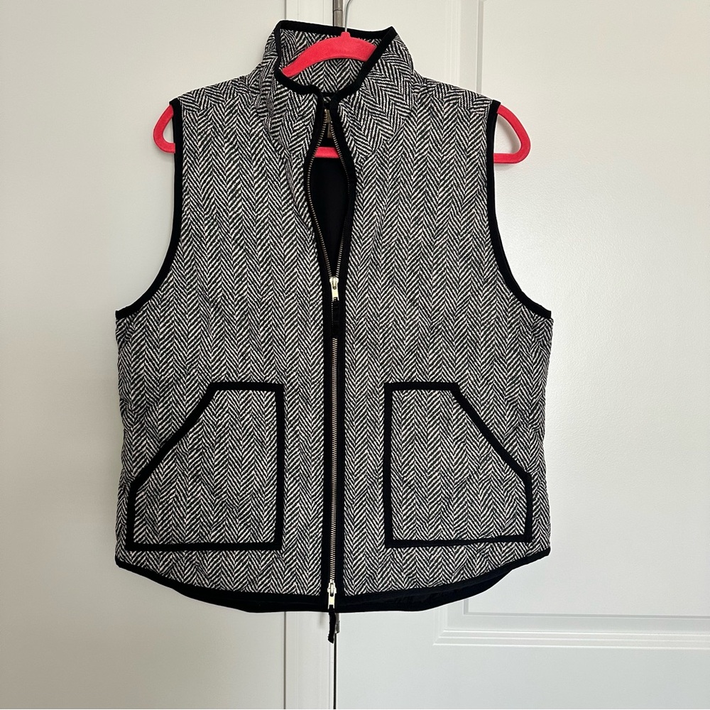 J. Crew Black and White Herringbone Vest